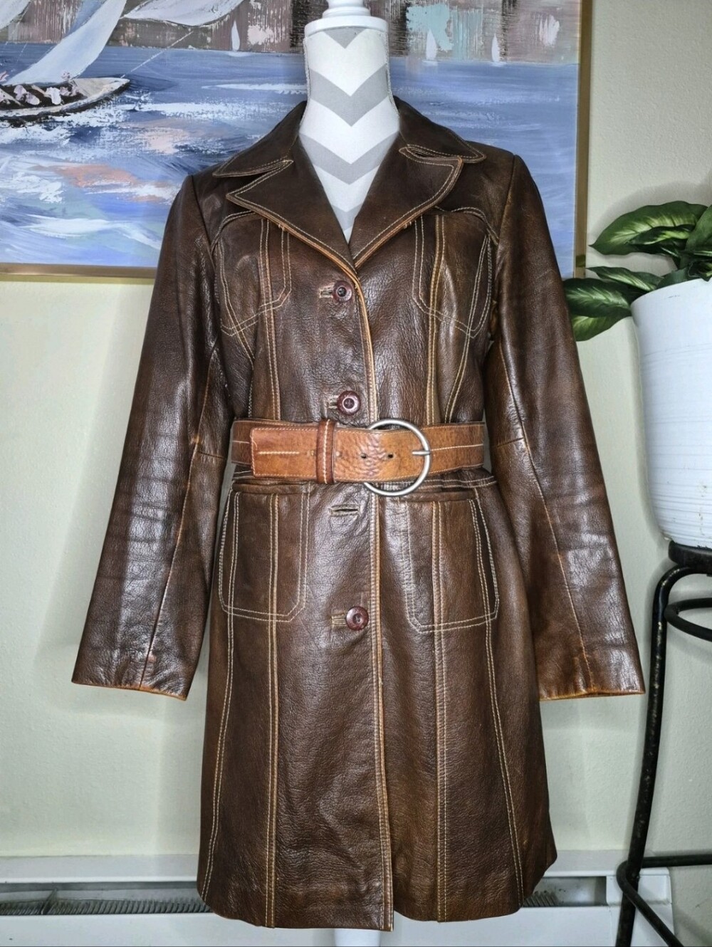 Vintage Wilsons Leather Maxima Brown Leather Coat
